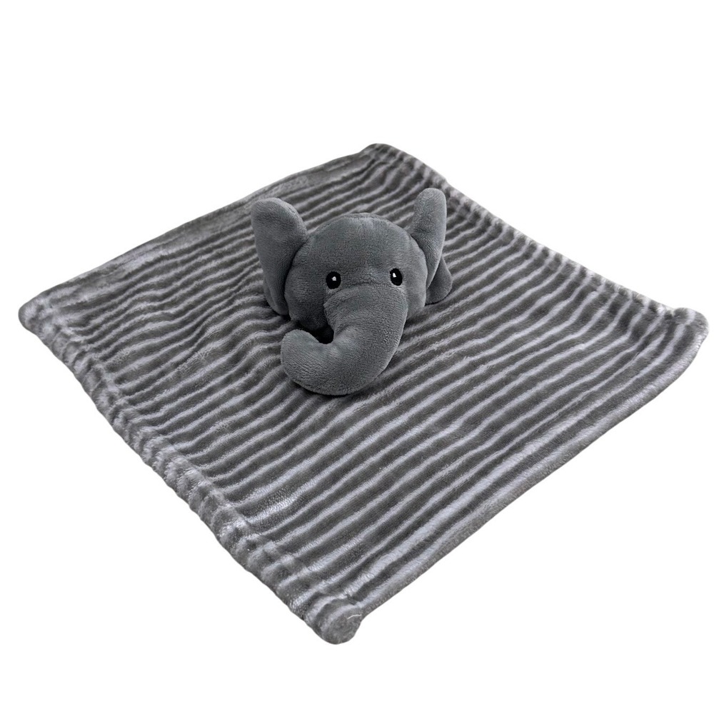 Lila‎ & Jack Elephant Security Blanket Lovey Gray Striped Plush Stuffed Animal